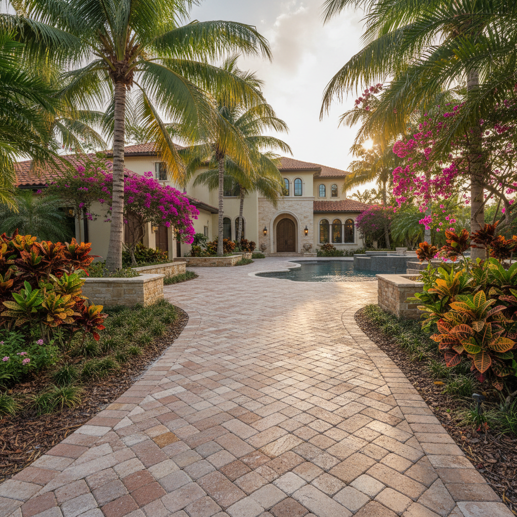 Pristine brick paver maintenance on a walkway in Estero, FL