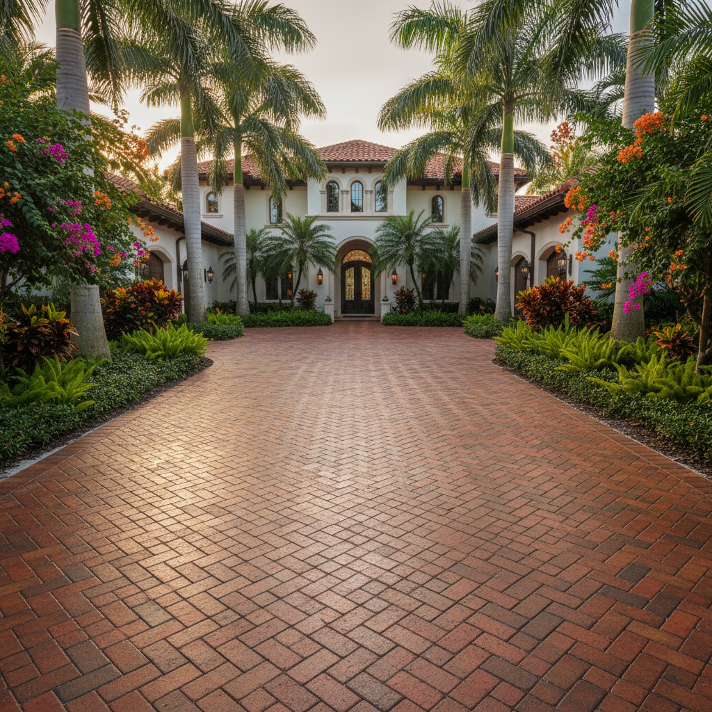 Expert brick paver maintenance on a driveway in Marco Island, FL