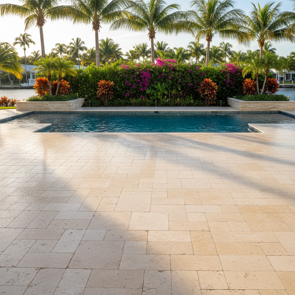 Expert paver restoration for a luxury home's pool deck in Cape Coral, FL.
